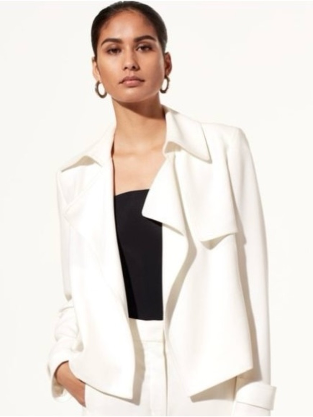 Aritzia Babaton Ivory Draped Open-Front Blazer Sz M